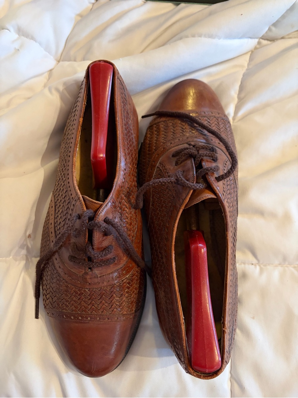 Kaileigh Brown Woven Leather Derby Oxfords
